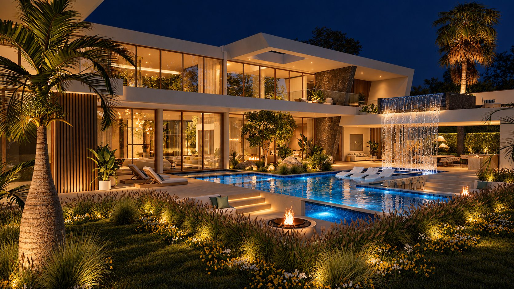 Villa Sol at night